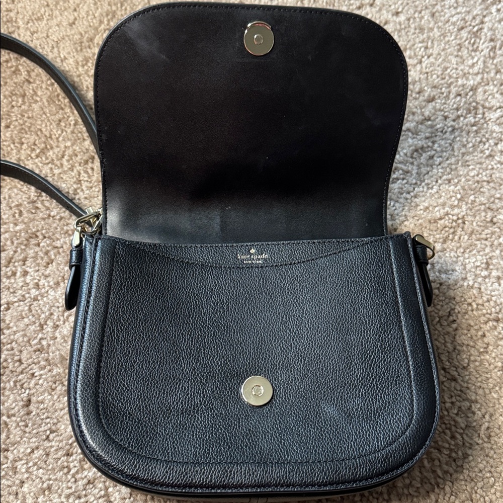 kate spade Black Pebbled Leather Crossbody with Gold Logo - Picture 5 of 6